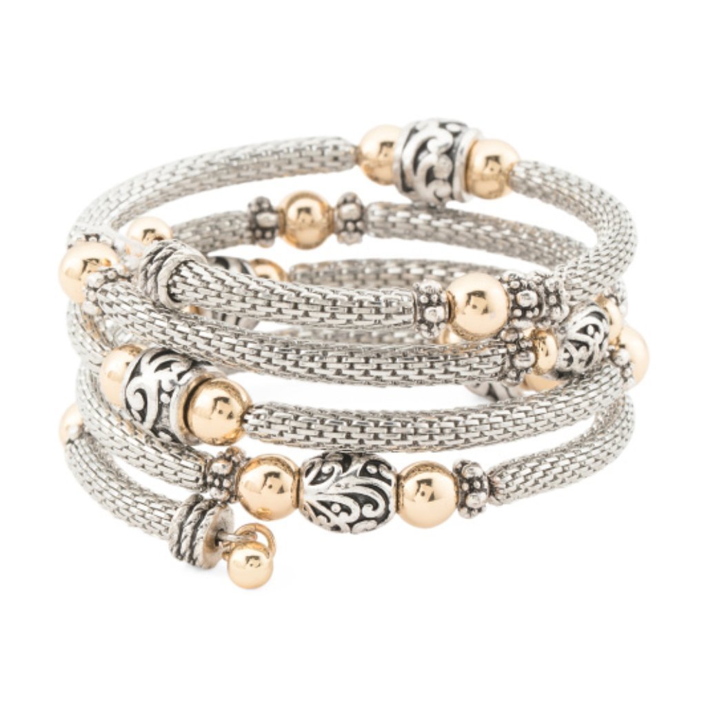 True To Form 14kt Gold Plated Beaded Coil Bracelet 55$